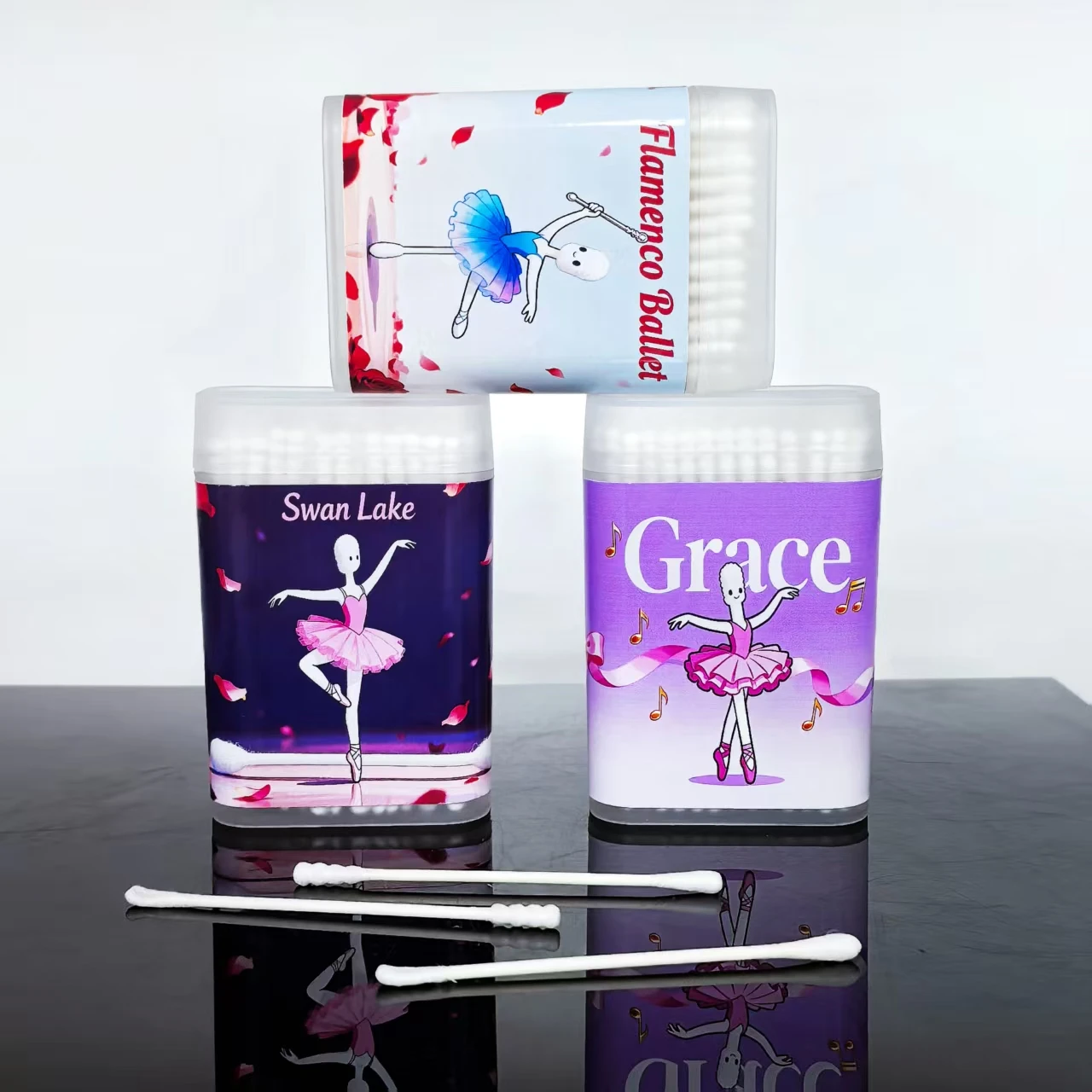 300 шт. ватные тампоны с балетной тематикой, креативные двуглавые тонкие бумажные палочки для занятий танцами, ватные палочки, подарочные ватные тампоны