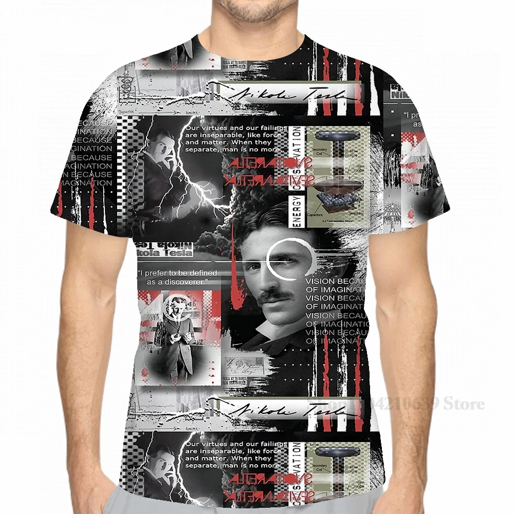 All over print nikola tesla(5) men T-Shirt women fashion girl t shirt boy tops tees Short Sleeve tshirts