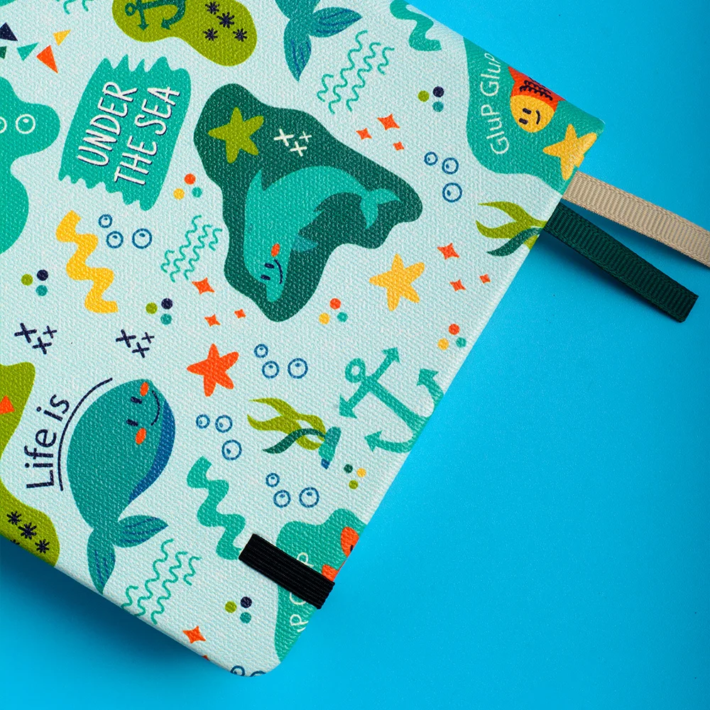 Imagem -02 - Doodle Sea Bullet Pontilhado Journal b6 Elastic Band Back Pocket Diário de Papel Grosso Capa Dura Planejador Caderno de Grade Ponto 160gsm