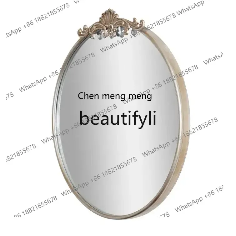 ss8350 SS Round retro makeup mirror wall-mounted bathroom carved bathroom mirror French dressing European bathroom mirror