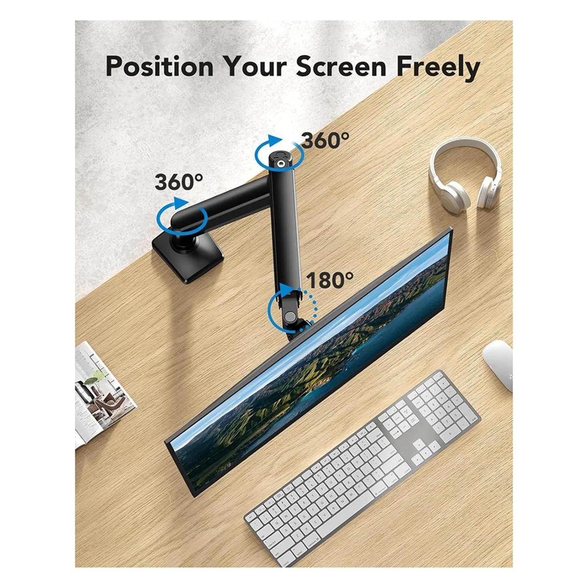 Single Monitor Mount for 13 Inch-32 Inch Screens Up to 22 Lbs, Height Adjustable Monitor Arm, Home Office Monitor