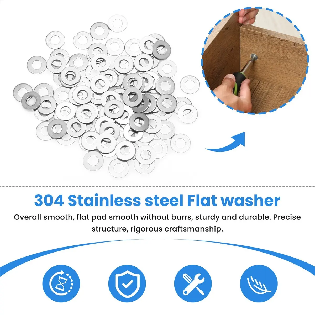 Premium 100pcs M3 3 mm metric 304 Stainless steel Flat washer