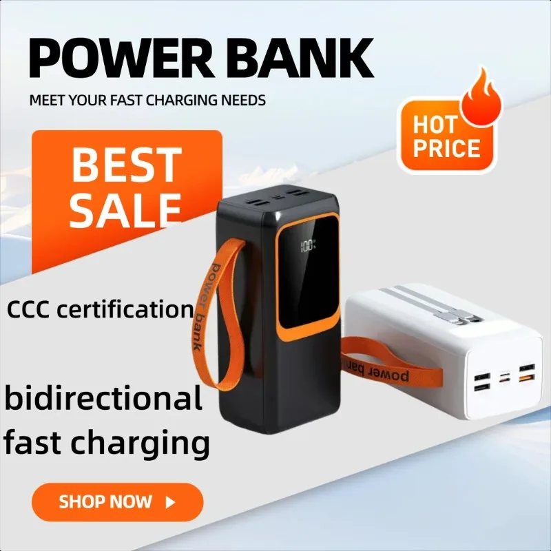 

20000/30000/50000mAh High capacity 22.5W Super Fast Charging Self Contained Cable Smart Digital Display Power Bank