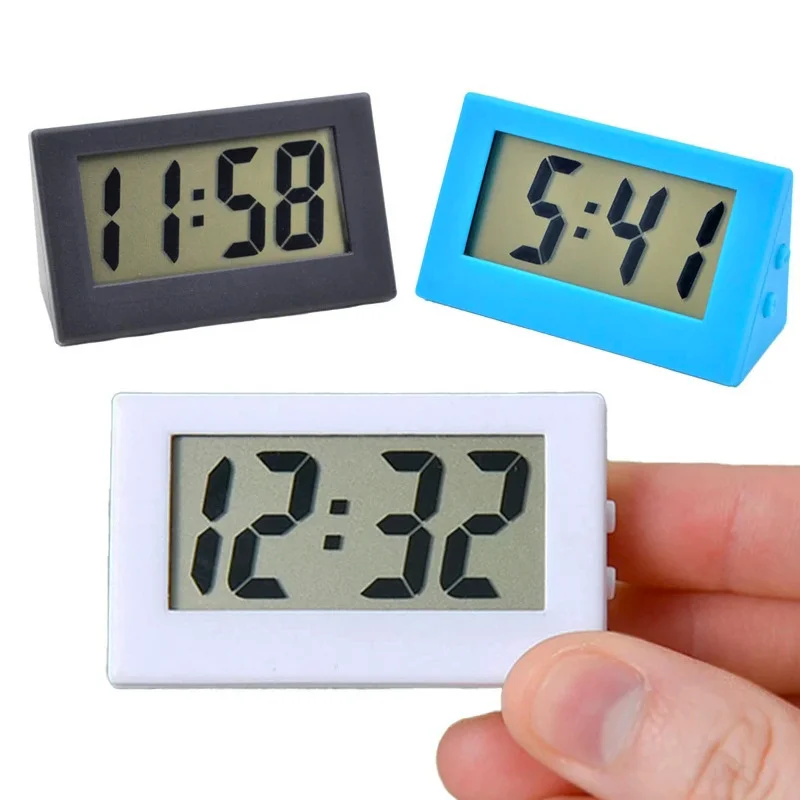 50pcs Mini Electronic Clock Triangle Vertical Silent Office Learning Desktop Watch Time and Date Decoration Mini Clock