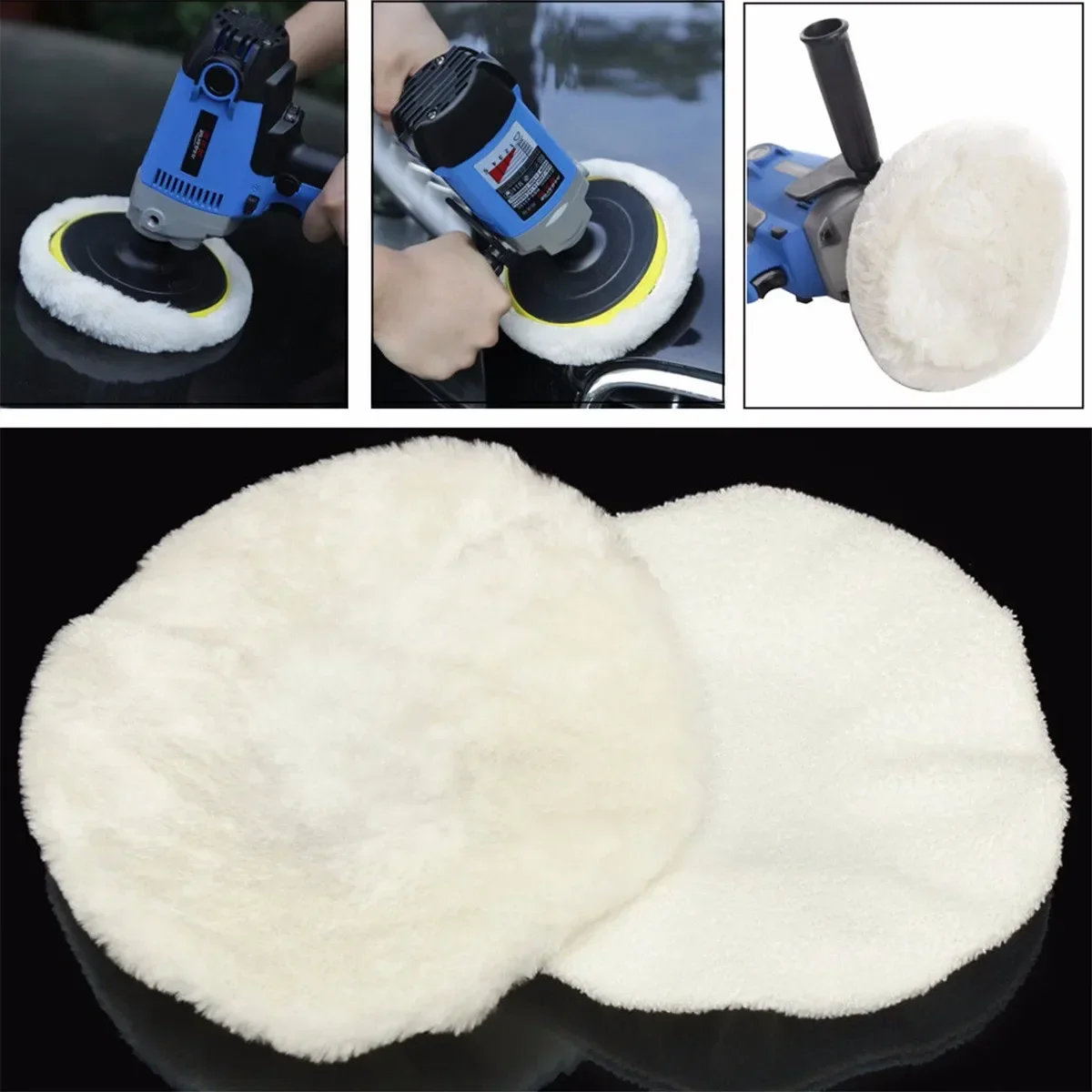 150 mm 5PCS Lambs Wool Polishing Bonnet Car Polishing Pad Polish Waxing Pads For Car Polishing Buffing Patch