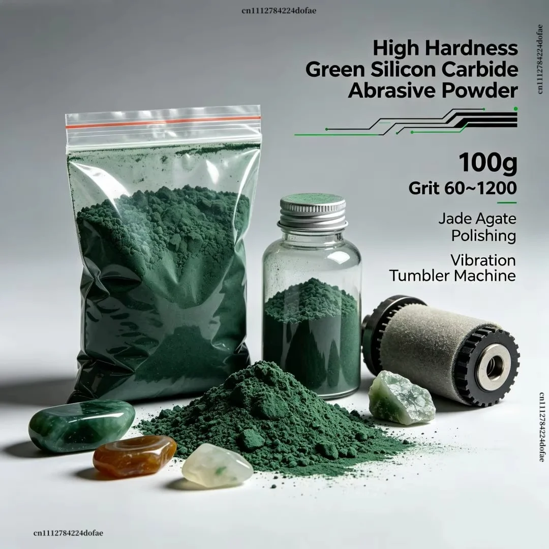 High Hardness Green Silicon Carbide Abrasive Powder 500g Grit 60~1200 – Jade Agate Polishing For Vibration Tumbler Machine