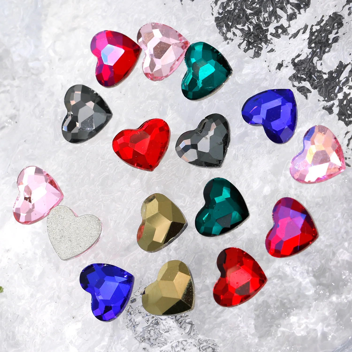 20/40PCS 10MM Flatback Love Heart 3D Nail Art Rhinestone Charms Jewelry Parts Accessories For Nails Decoration Manicure Supplies