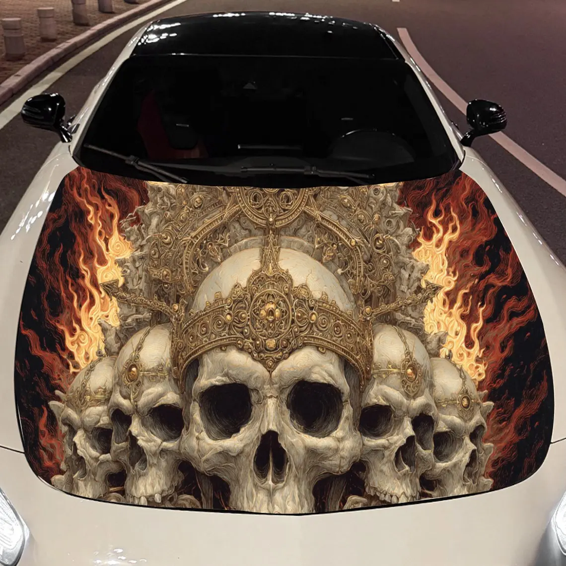 

Crown Skull Horde Car Hood Vinyl Stickers Car Surface Protection Decal Car Decoration Cover Vinyl Wraps Waterproof Self-adhesive