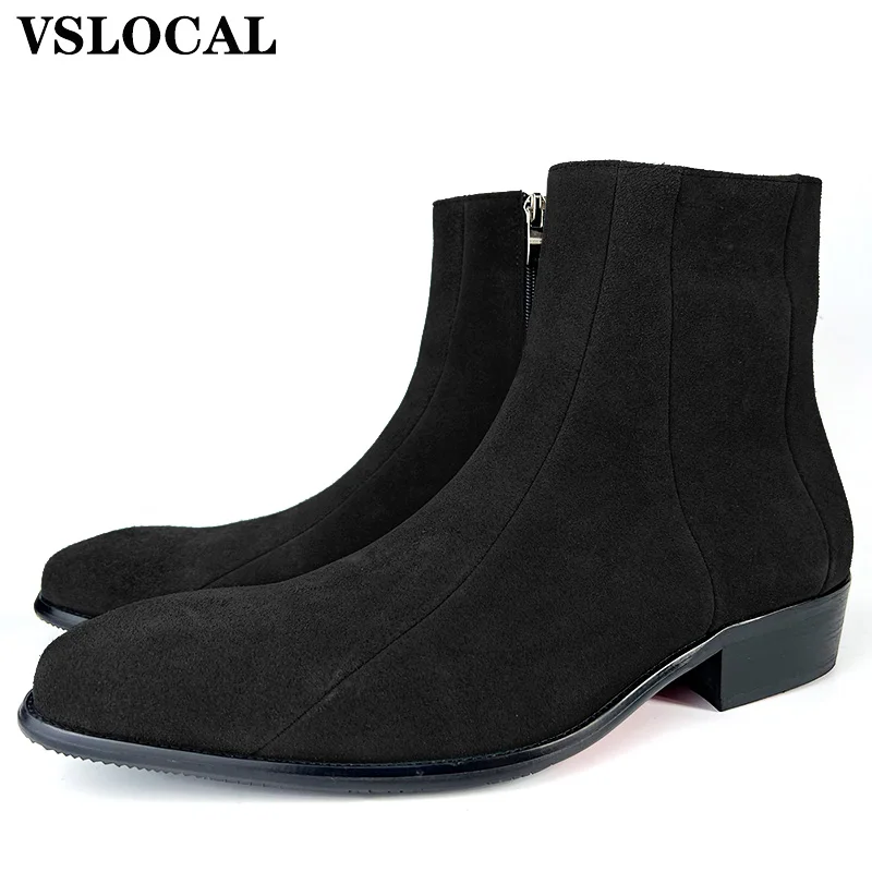 6 Colors Luxury Brand Men's Ankle Boots Suede Shoes Slip on High Top Boots Casual Mens Dress Shoes Leather Boots For Men