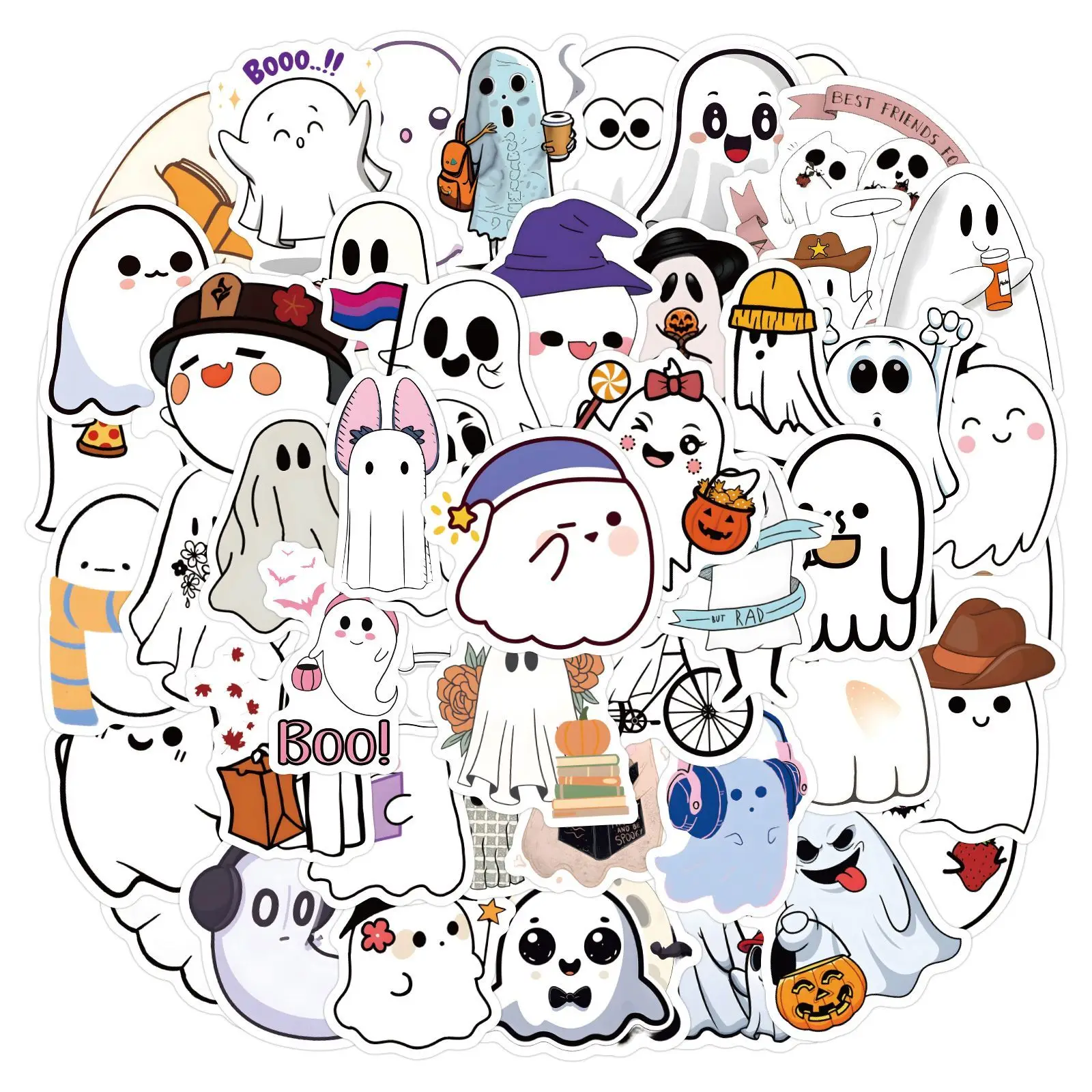 милые мультяшные наклейки с призраками