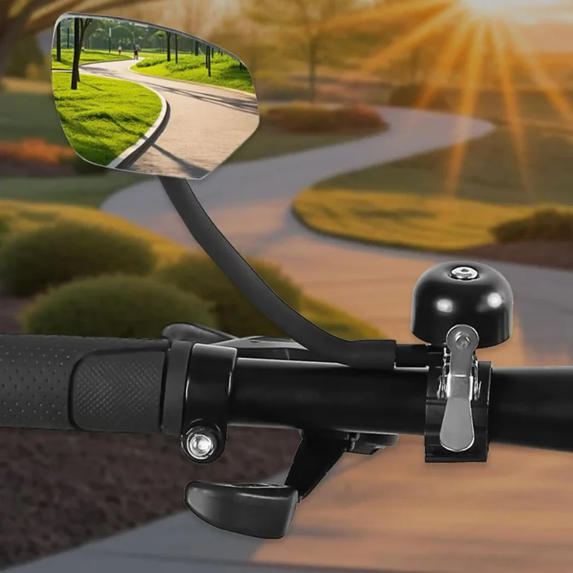 

Зеркало заднего вида для велосипеда с колокольчиком, регулируемое на 360 градусов велосипедное зеркало, вращающееся безопасное кольцо заднего вида для горного велосипеда, велосипедный рожок