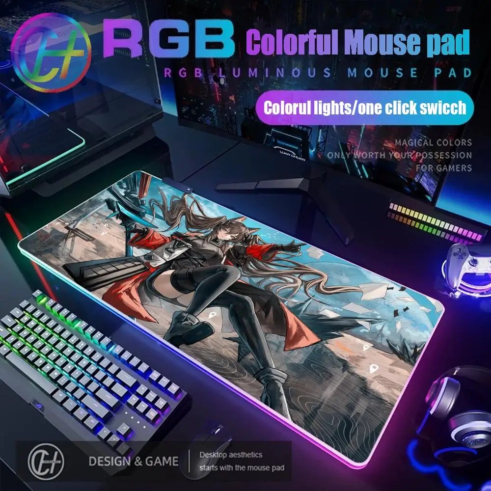 

HYBXAXC Mouse Pad RGB Gaming Mouse Pad DeskMat HD Gamer Large LED Light XXL Anime girl Arknights Endfield Gilberta RGB Mouse Pad