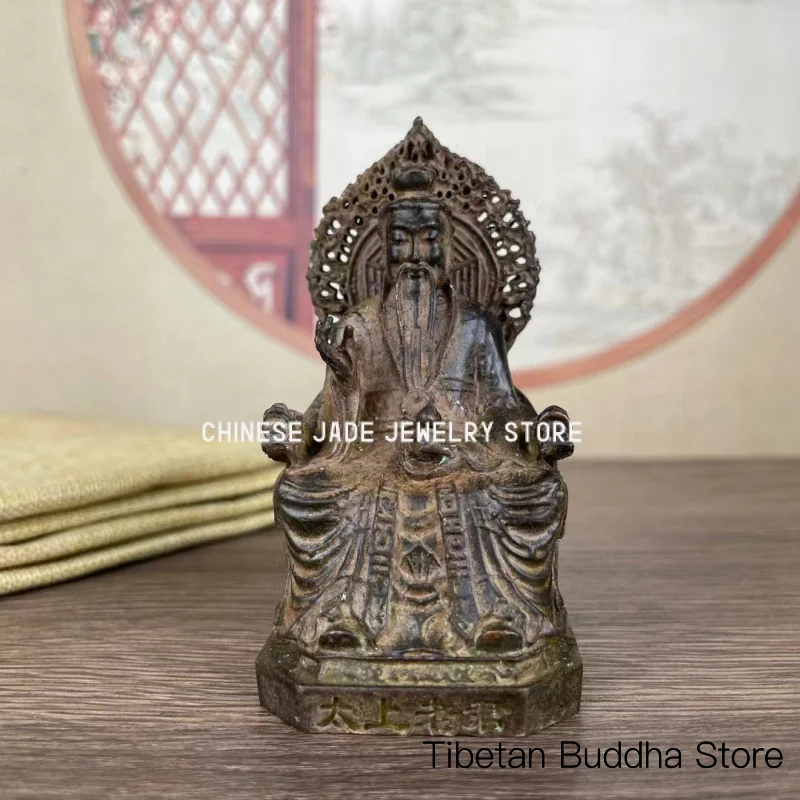 Vintage distressed copper statue of the Supreme Elder Laojun, home decoration, Three Pure Original Celestial Deities, home decor