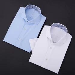 Hot selling custom men's summer shirt with windsor collar slim mens shirt shorts sleeve