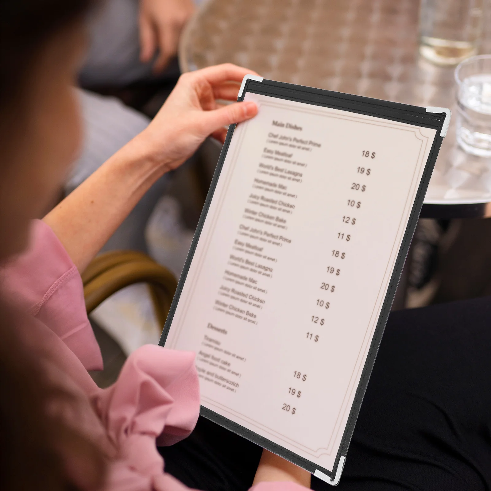 

Clear PVC Menu Cover for Restaurant Cafe Bar Hotel Double Side Food Diner Menu Holder Protective Bar Restaurant Folder