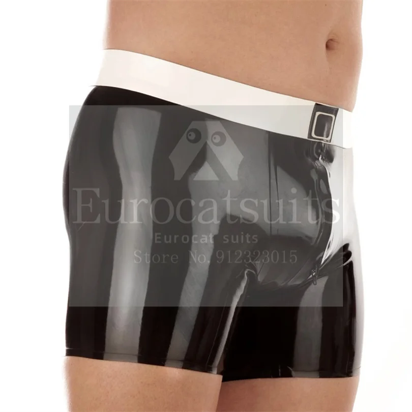 Latex Shorts Shiny Latex Training Pants Men\'s Latex Pantyhose 3D bulge latex catsuit Latex Short