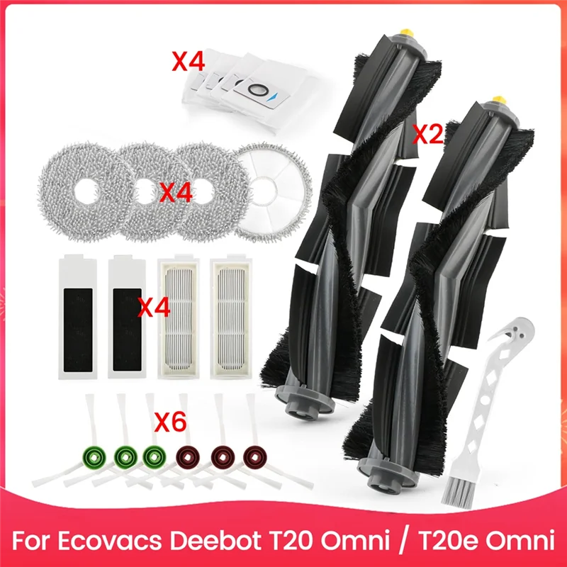 Acessórios estáveis para ecovacs deebot t20 omni/t20e omni robô aspirador de pó escova lateral principal filtros hepa sacos mop