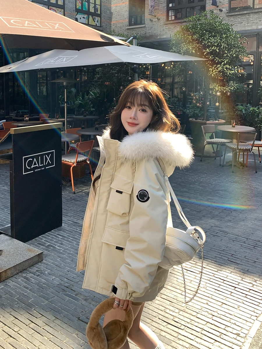 

x Stevens Women's ort Thiened down Parka Du Feather Bread Coat Zipper Closure Removable Hat Straight Cut Commute Sle