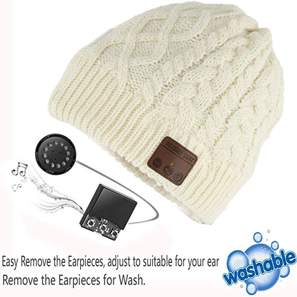 Chapéu com fones de ouvido sem fio embutidos, gorro, alto-falante musical, gorro grosso quente, homens e mulheres, fone de ouvido, inverno