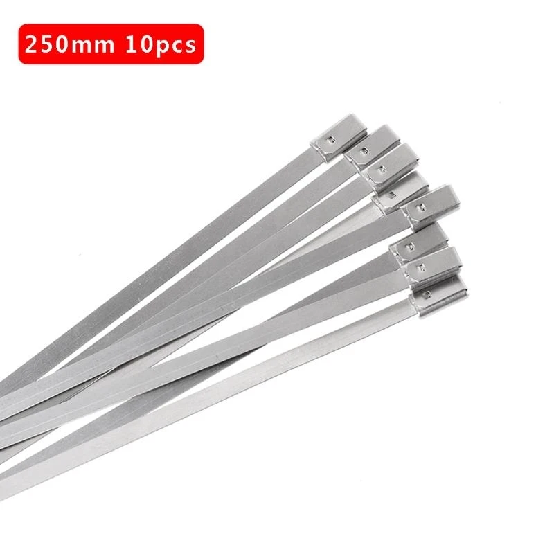 J2HB 10PCS Stainless Steel Locking Cable Ties DIY Metal Zip Ties Multi-Purpose Self-Locking Metal Wrap Wire Ties Easy to Use