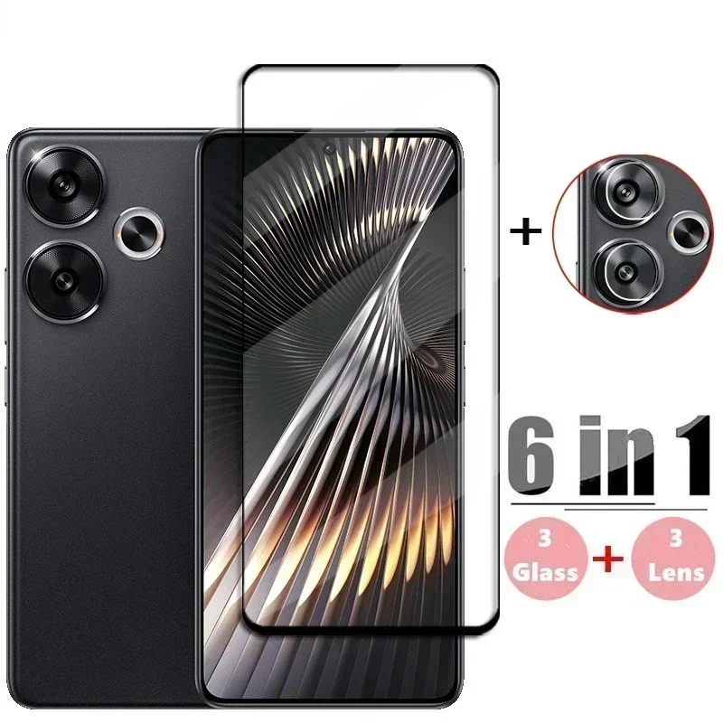 6in1 Glass For Poco F6 Full Cover Tempered Glass Poco F6 Screen Protector HD Protective Phone Lens Film For Poco F6