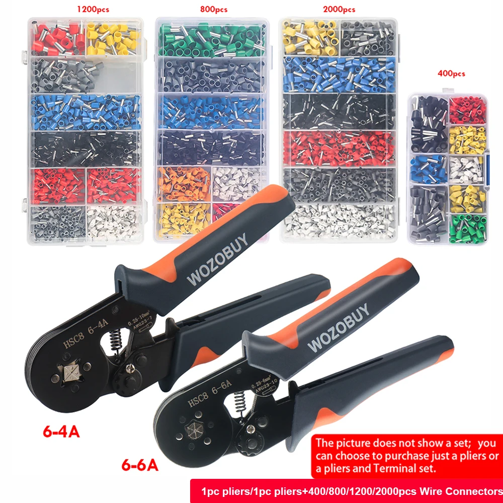 أدوات العقص الطرفية الأنبوبية كماشة كهربائية صغيرة HSC8 6-4 0.25-10mm2 23-7AWG 6-6 0.25-6mm2 أداة العقص المشبك مجموعات