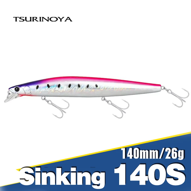 TSURINOYA 140S Sinking Minnow Sea Fishing Lure STINIGER 140mm 26g Piston Weight Ultra Long Casting Seabass Inshore Hard Baits