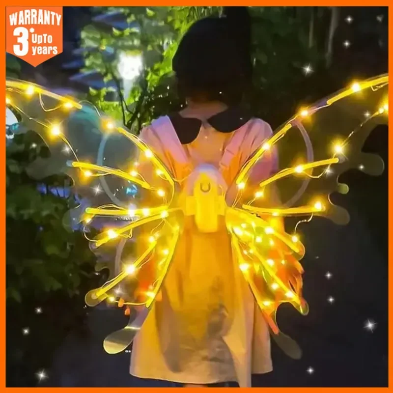 Children Electric Butterfly Wings Elf Wings Costume Magic Led Bats Wing Cosplay Dress Up for Kids Cats Dogs Halloween