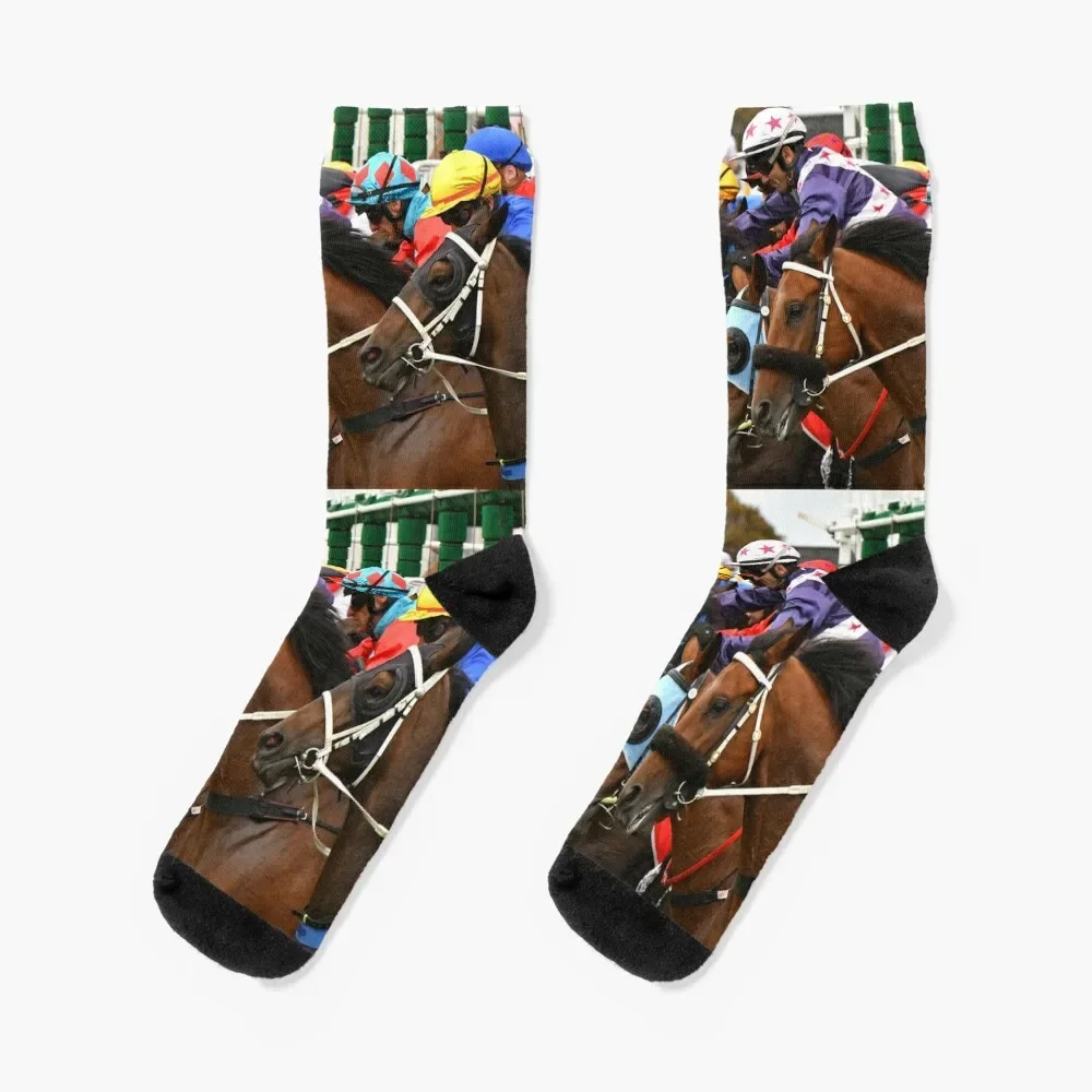 Horse racing action 2 Socks bright garter man Stockings hockey Boy Socks Women's