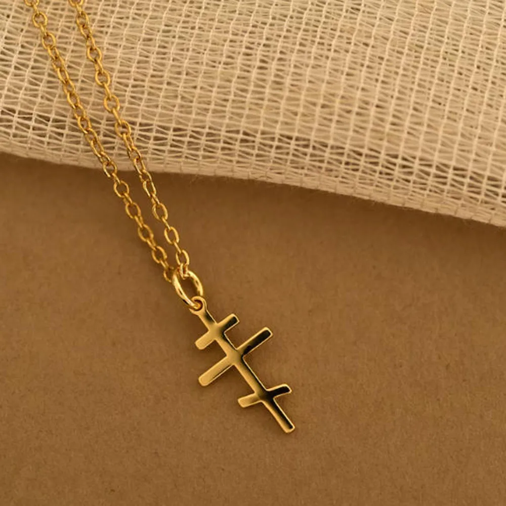 

18K gold Russian Orthodox cross necklace, Christian faith accessory, spiritual guardian gift, suitable for both men and women