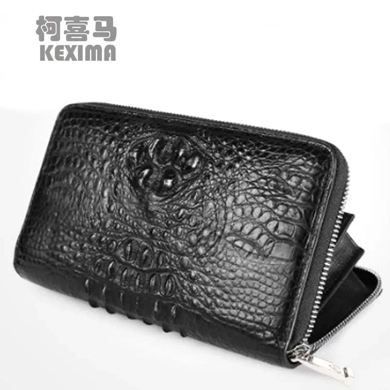 gete 2025 Crocodile leather wallet long style men's business handbag men's bag zipper large capacity handbag