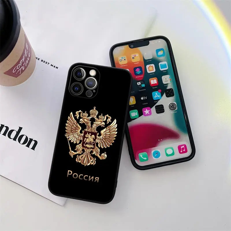 Russia USSR CCCP Flag Phone Case for iPhone 11 15 Pro Max Case Coque 14 Plus 13 Pro 12 11 X XS XR 6s 7 8 SE 2020 TPU Soft Cover