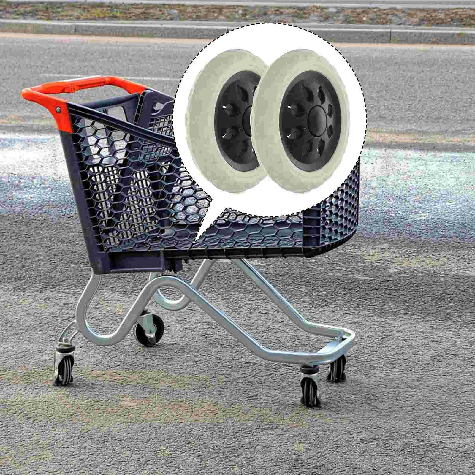 2 Pcs Office Chair Stroller Shopping Wheel Furniture Wheels Rubber + Foam Wagon Accessories Trolley Caster Replacements