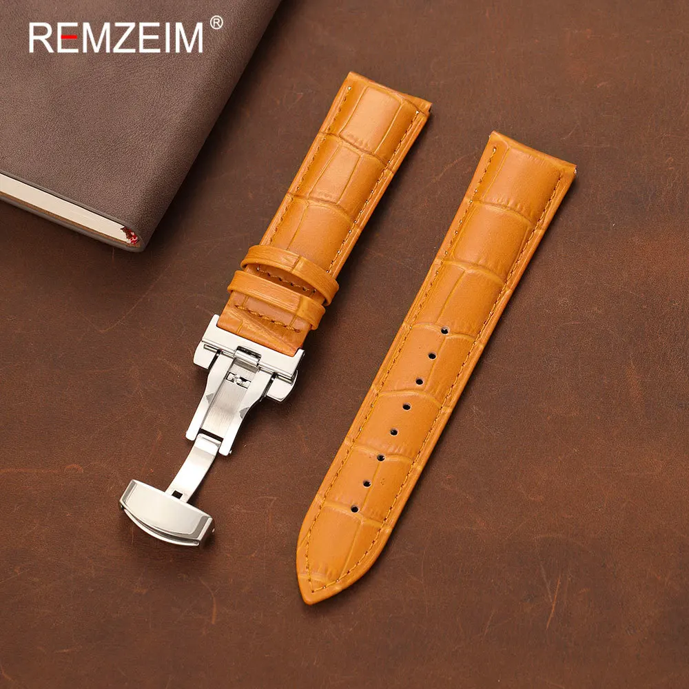 Butterfly Clasp Bamboo Pattern Watch Band for Men 18mm 19mm 20mm 21mm 22mm 24mm Replacement Strap for Male Wristwatch