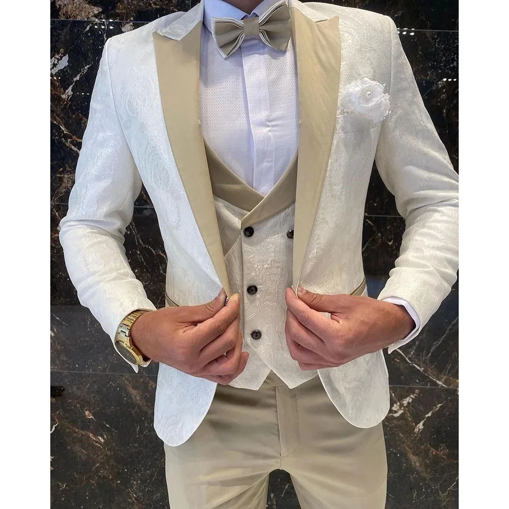 Newest Pattern Father and Son Men Suits Wedding Prom Groom Tuxedos Terno Masculino Slim Fit Blazer 3 Pieces Jacket+Pant+Vest