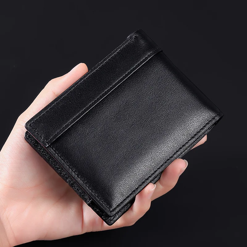 RFID Wallets for Men Slim Bifold Genuine Leather Front Pocket Wallet Extra Capacity Credit Card Holder Purse with  ID Window