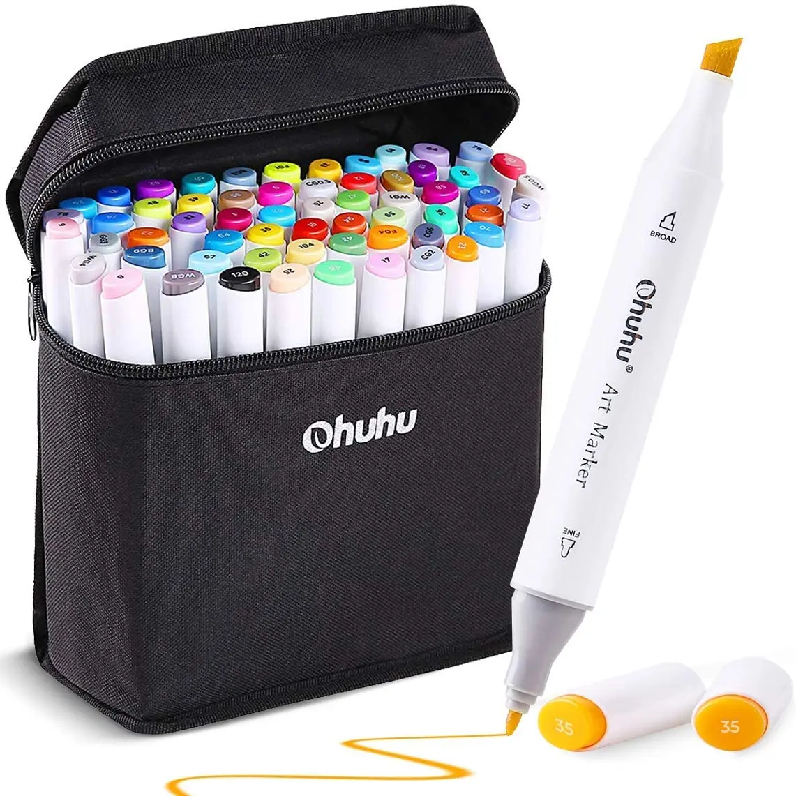 

Ohuhu 60 Color Alcohol Art Marker Double Tilt Fine and Chisel Coloring Marker for Children Sketch Adult Coloring Book