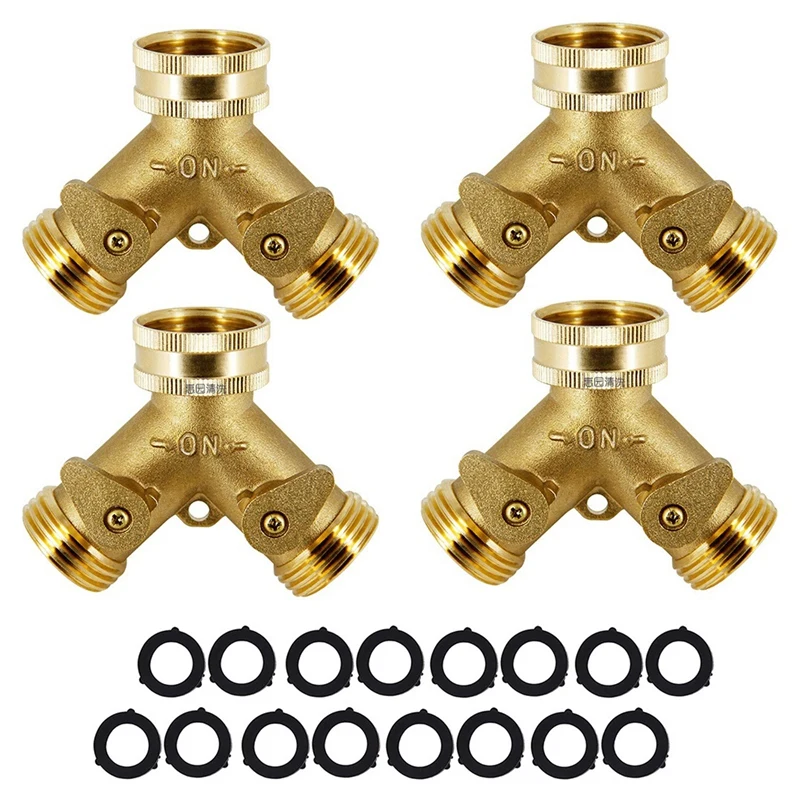 

4 Pcs 3 Way Connector Heavy Duty Brass Garden Faucet Splitter For Outdoor Faucet Hose Y Splitter