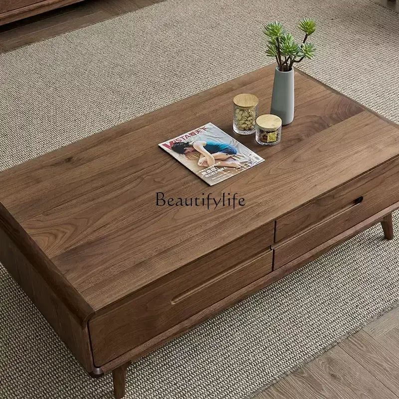 

Nordic all-solid wood coffee table Modern simple North American black walnut coffee table