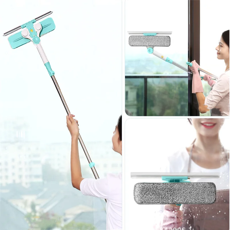 U-type glass wipe double-layered high-rise retractable double-sided wipe window artifact high-rise cleaning cleaning household