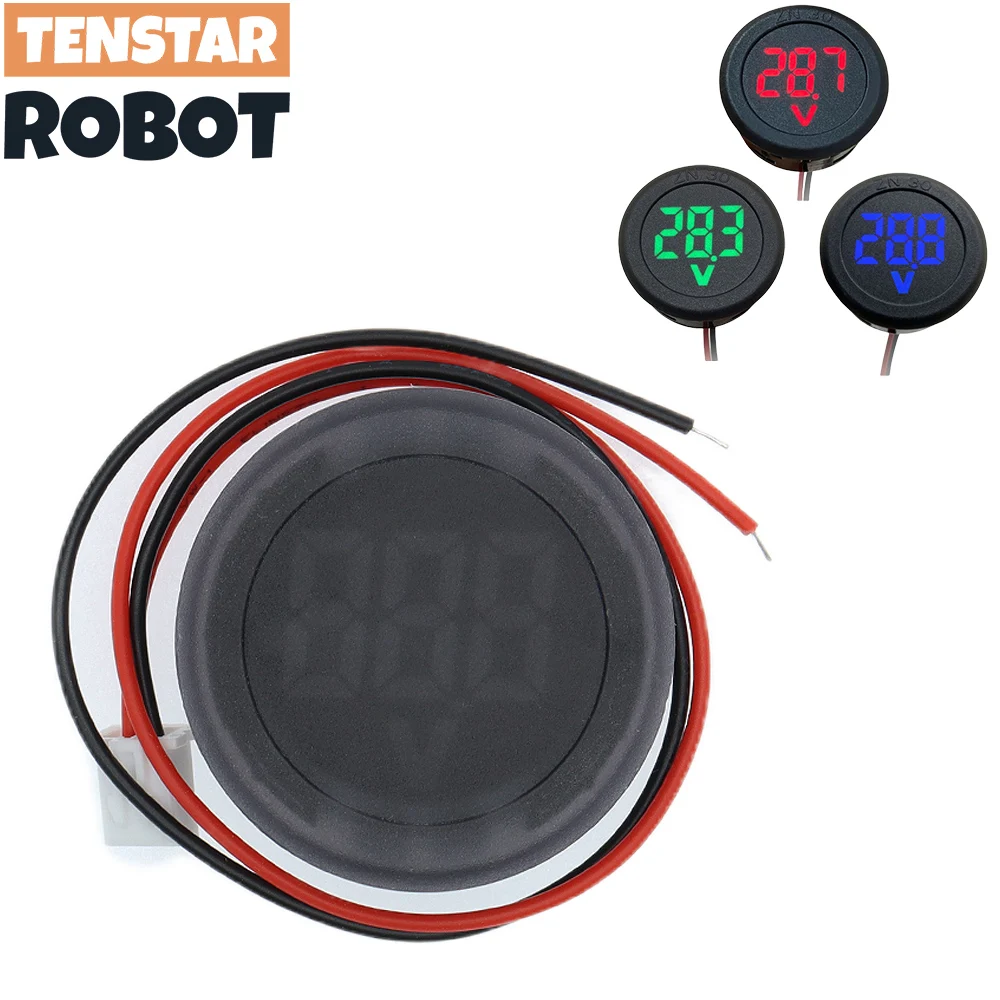 Round DC 4-100V LED Digital Display Circular Two-wire Voltmeter DC Digital Voltmeter Head Display Reverse Connection Protection