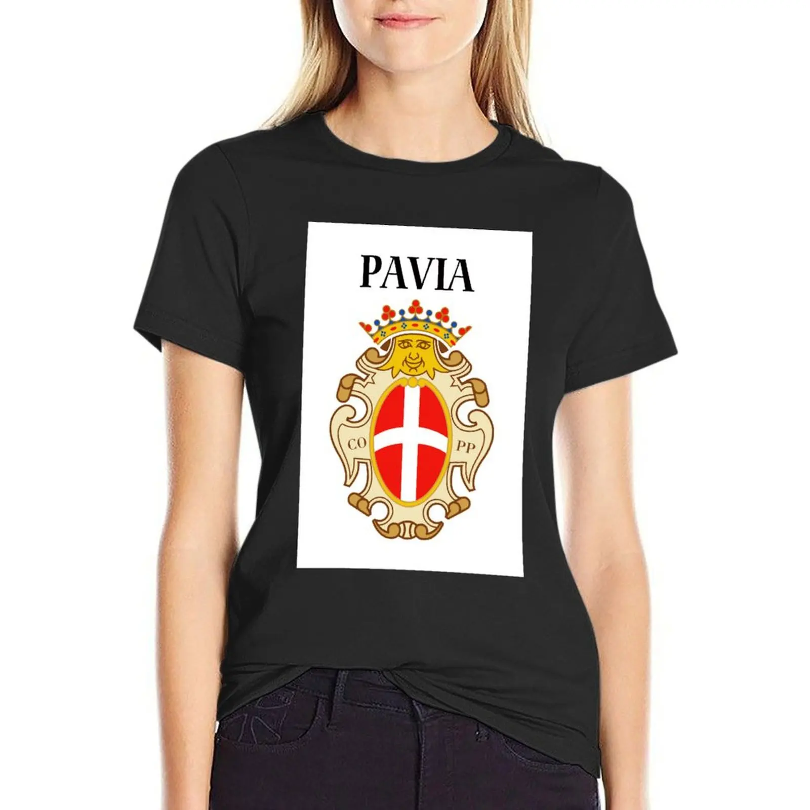 078_2A - PAVIA - COAT OF ARMS T-Shirt summer tops animal print shirt for girls summer top white t-shirt dress for Women sexy