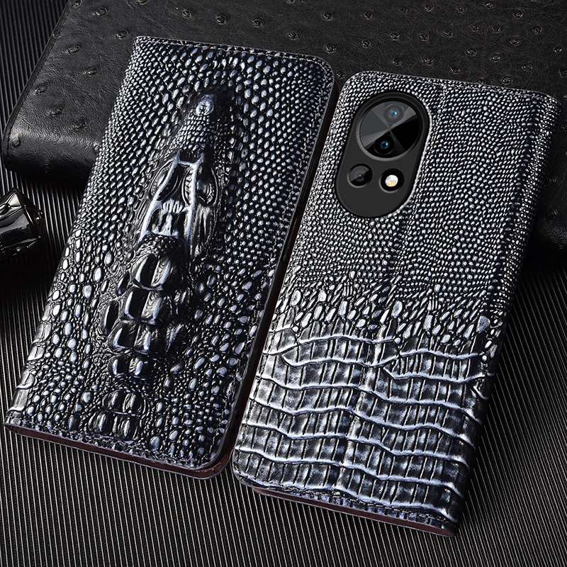 

Ретро чехол-книжка из натуральной кожи с головой крокодила для Honor 50, 60, 70, 80, 90, 100, 200, 300 400 Pro SE Lite Ultra, чехлы для телефонов