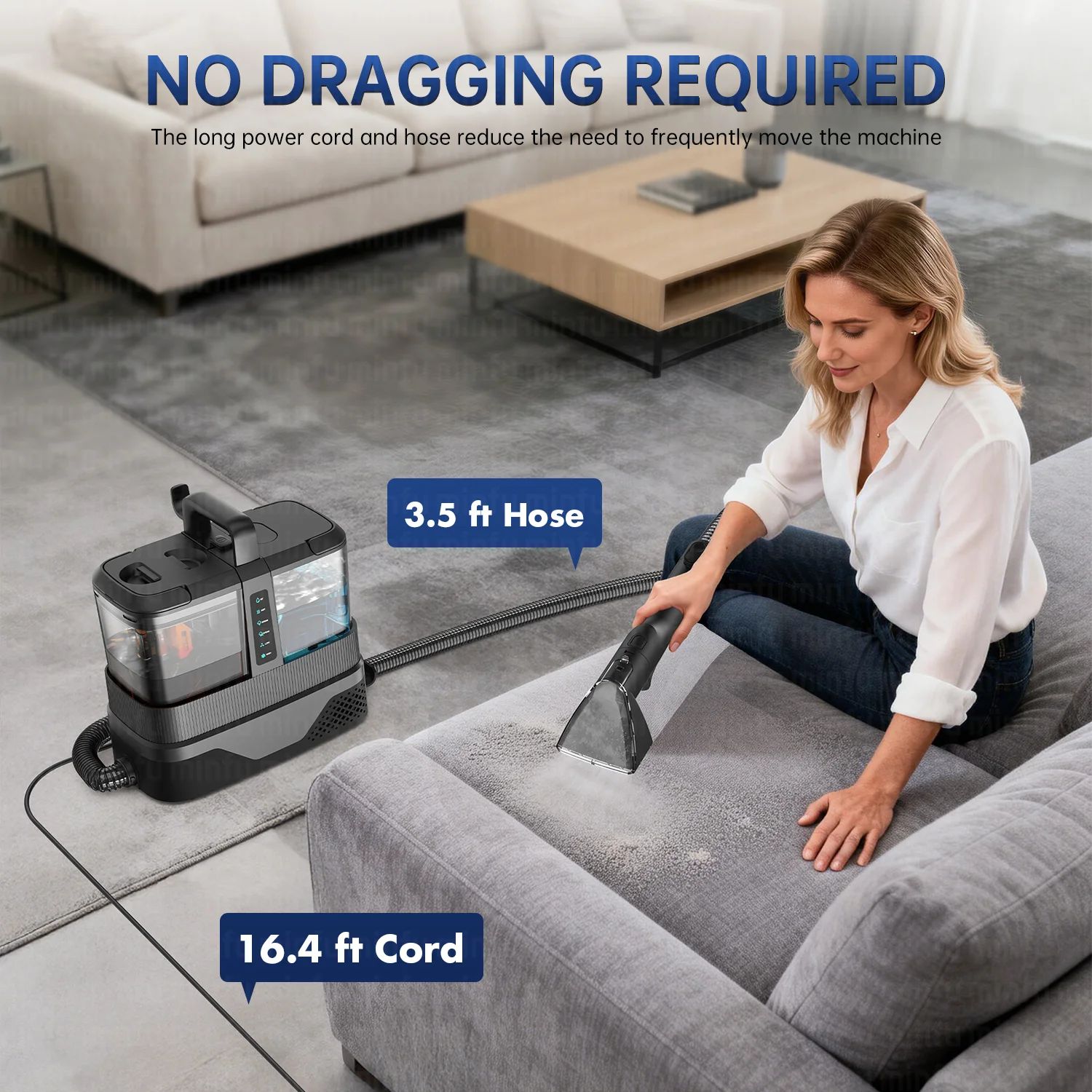 Minfu Steam Portable Carpet Cleaner Wet and Dry Sofa Tough Stain Cleaner Fabric Washing Upholstery Spot Carpet Cleaning Machine - view 6