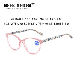 Round Pink Reading Glasses Retro Women Presbyopia Clear Vision Magnifier Eyewear For Sight Diopters+0.25 +1.75 +2.25 +1.75 +6.0