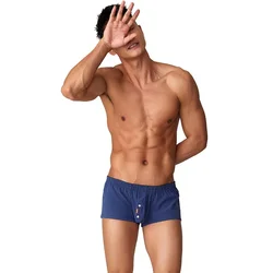 Men's Woven U Convex Pouch Aro Pant for Young People Low Waisted Sexy Boxer Shorts Home Sleepwear Underwear Gays Bottom Lingerie