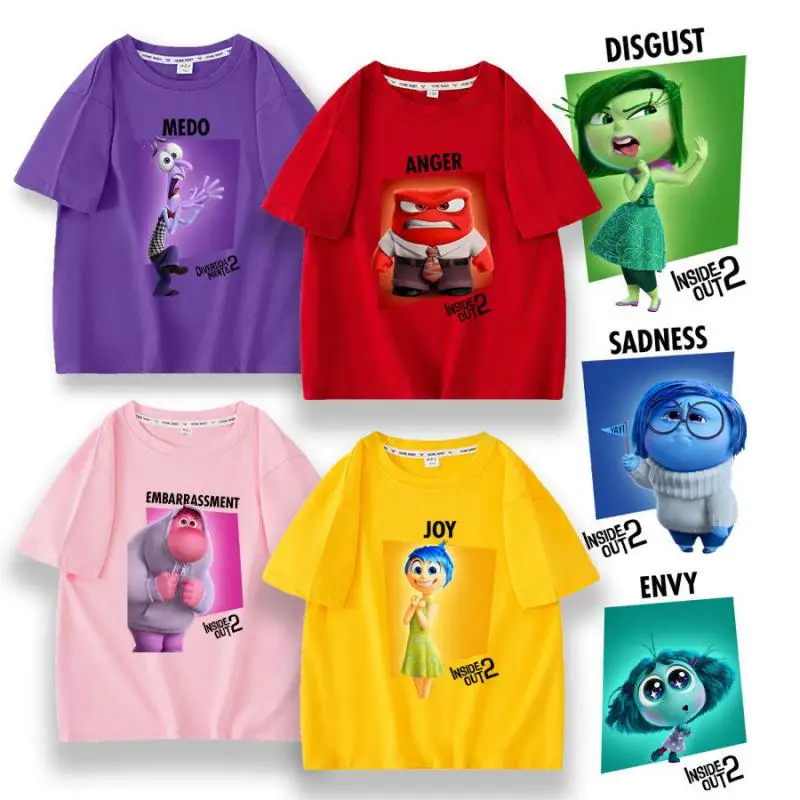 

Inside Out Kids T-Shirts Cute Cartoon Animations Parent-Child Clothing Movie Peripheral T-Shirts Short-Sleeved Clothes