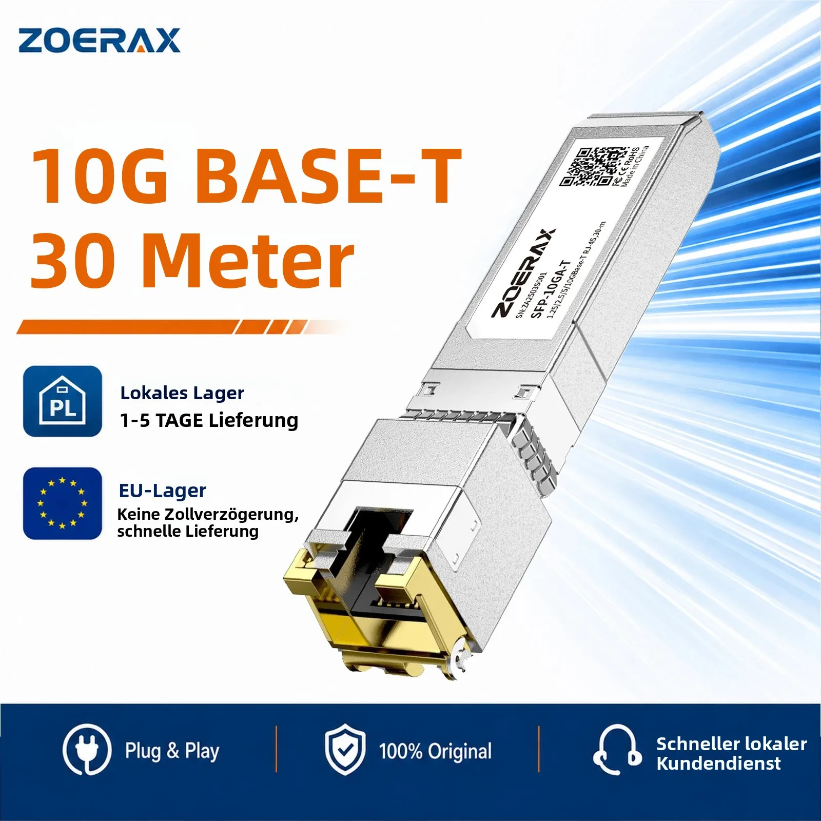 ZoeRax SFP RJ45 Transceiver-Modul 1,25G/2,5G/10G Adaptives Gigabit-Ethernet-Kupfermodul Kompatibel mit Cisco MikroTik