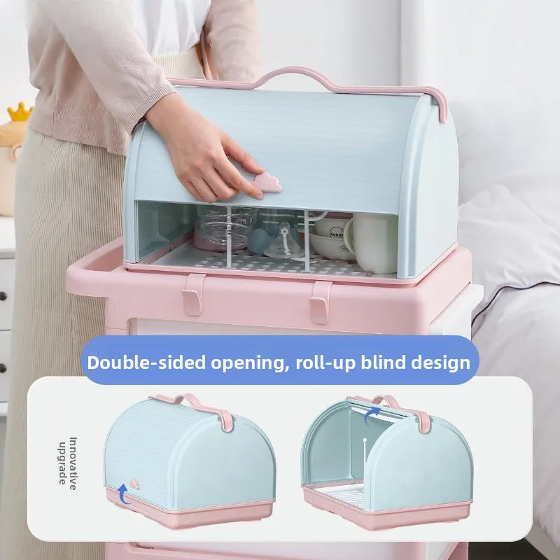 

Baby Bottle Organizer, Multi-Functional Drain Rack with Lid, Large Capacity, Dustproof and Moisture-Proof Tableware Storage