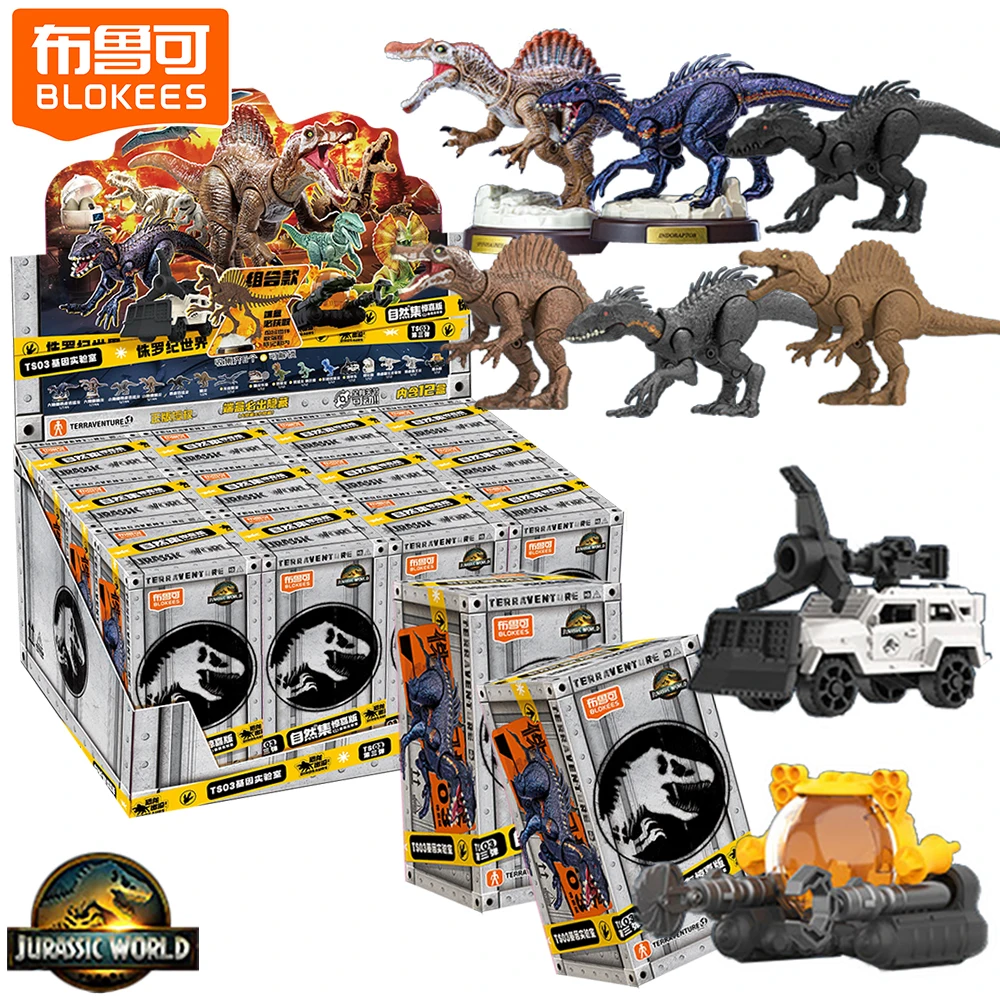 New Genuine Blokees Jurassic World Exquisite Blind Box Children's Favorite Dinosaur Model Indoraptor Spinosaurus Creative Toys